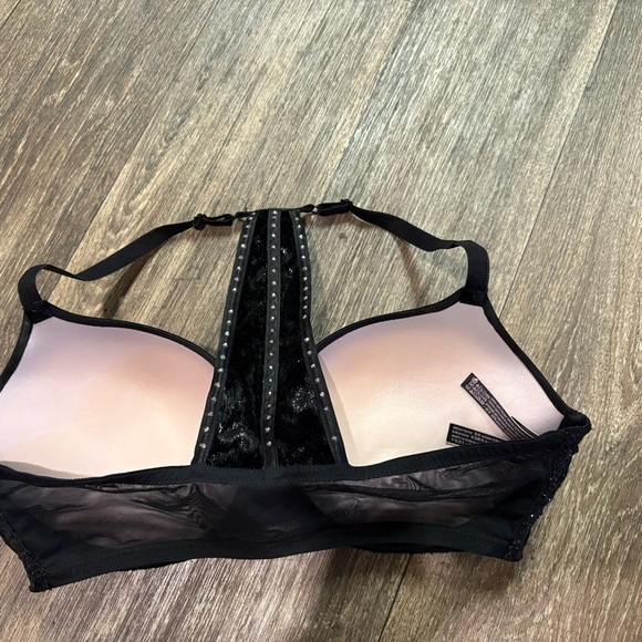 Victoria's Secret Very Sexy Velvet Trimmed Push-up Bra 36DD Black Front Clasp - Picture 8 of 14